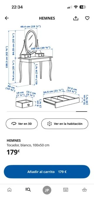 Tocador Ikea con espejo y luces