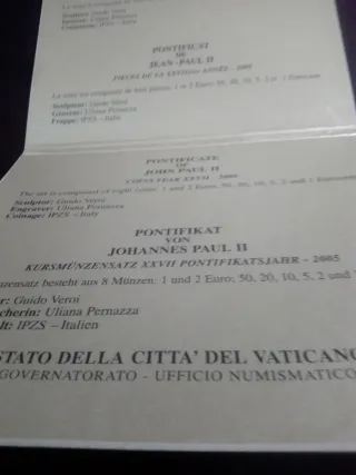 Colección de monedas Vaticano 2005
