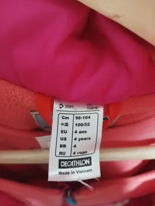 Traje de nieve infantil rosa y naranja