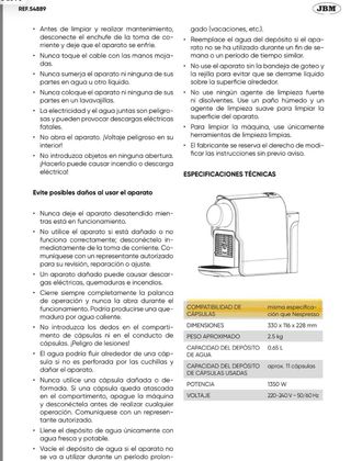 Cafetera de cápsulas JBM nueva precintada