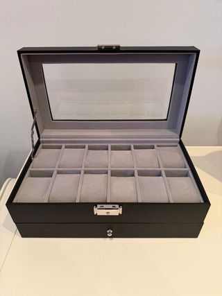 Relojero y Joyero Negro con Tapa Transparente