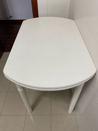 Mesa abatible madera blanca con cajón