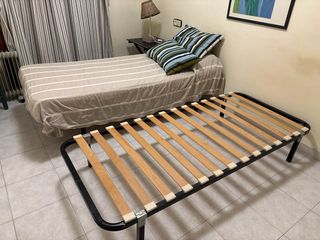 2 Somier cama individual madera y metal