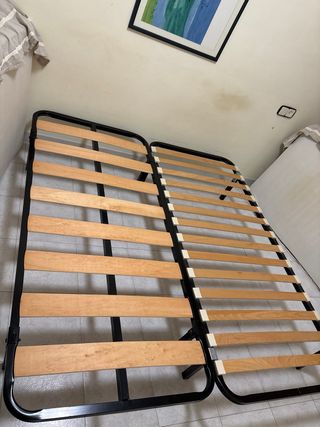 2 Somier cama individual madera y metal