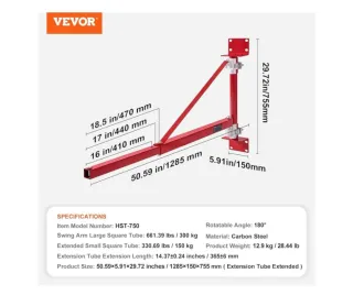 VEVOR Brazo de Soporte de Polipasto Eléctrico