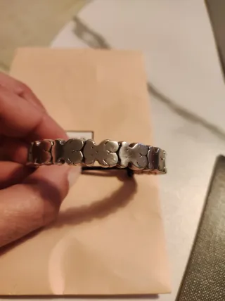 Pulsera Tous Oso Plata y Piel Negra