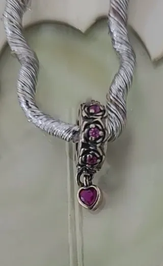 Charm Corazón Rosa y Plata