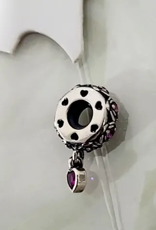 Charm Corazón Rosa y Plata