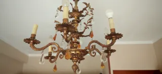 2 Lámparas araña dorada y cristal Salón.Dormitorio