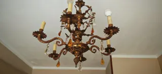 2 Lámparas araña dorada y cristal Salón.Dormitorio