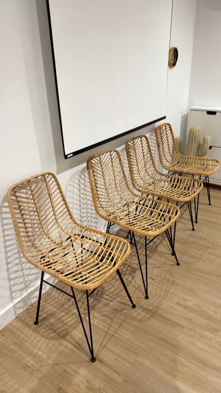 4 Sillas Mimbre Sintético Negro