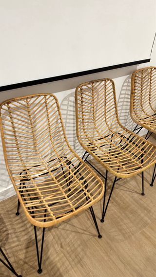 4 Sillas Mimbre Sintético Negro