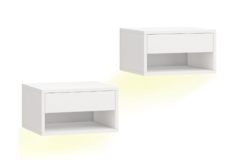 Juego 2 Mesitas Noche Flotantes HOMCOM Blancas