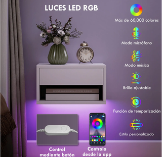 Juego 2 Mesitas Noche Flotantes HOMCOM Blancas