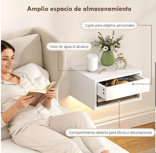 Juego 2 Mesitas Noche Flotantes HOMCOM Blancas