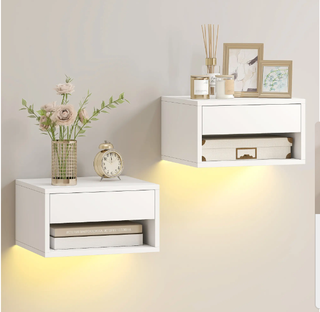 Juego 2 Mesitas Noche Flotantes HOMCOM Blancas