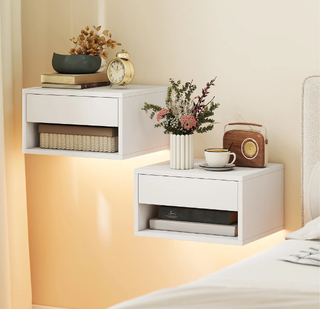 Juego 2 Mesitas Noche Flotantes HOMCOM Blancas