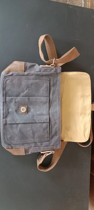 Bolso bandolera unisex gris y marrón
