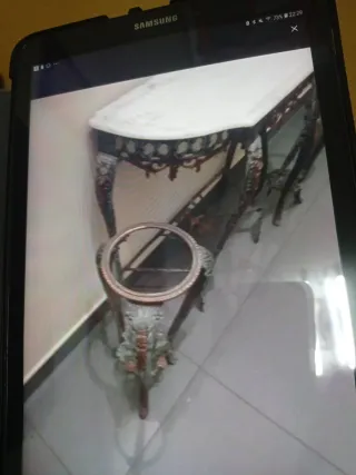 Mueble bronce espejo y 2 maceteros