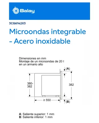 Microondas con grill Balay Integrable
