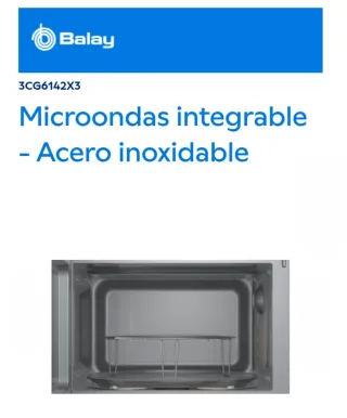 Microondas con grill Balay Integrable