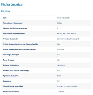 Microondas con grill Balay Integrable