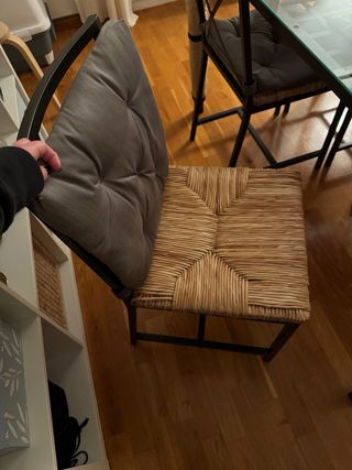 Mesa cristal y forja Ikea + 4 sillas