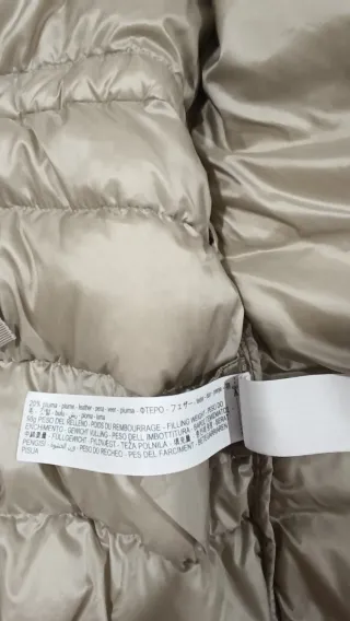 Plumífero corto beige con capucha, 13-14 años