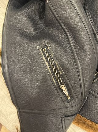 Abrigo Zara borreguillo negro y marrón