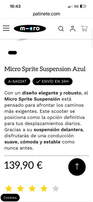 Patinete MICRO plegable con suspensión. Nuevo.