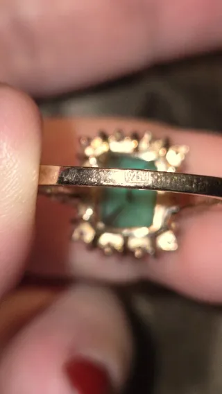 Anillo vintage plata piedras verdes