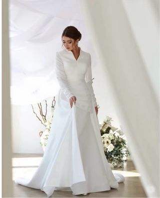 Vestido de Novia Blanco Manga Larga