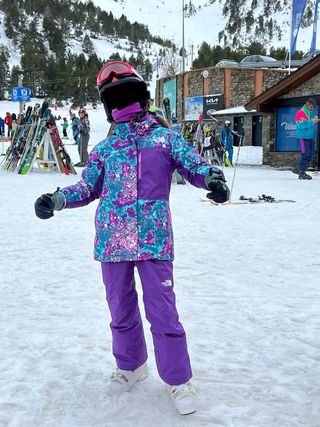 Conjunto esquí niña Northface morado y turquesa