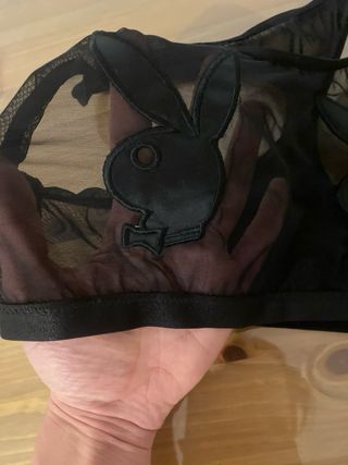 Top Playboy Transparente Negro Talla Única
