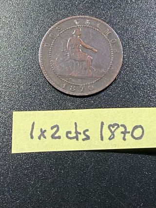 14 Monedas España 1870-1879 (2 a 10 céntimos)