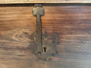 Escaño antiguo madera maciza con arcón