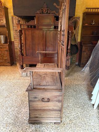 Escaño antiguo madera maciza con arcón