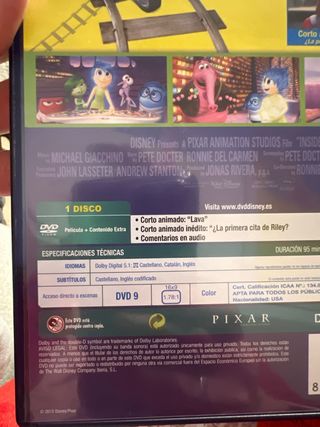 DVD Del Revés (Inside Out) Disney Pixar
