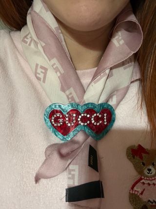 Fermaglio/ferma foulard Gucci cuore strass!