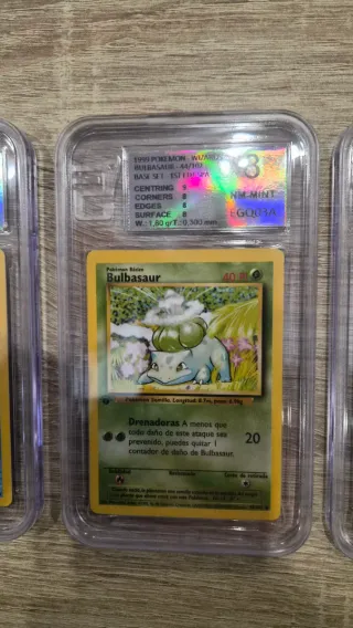 Cartas Pokémon iniciales Base Set Español grade 8