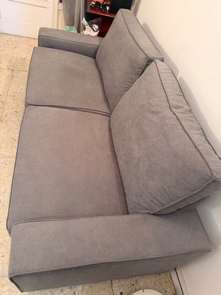 Sofá 2 plazas gris tela