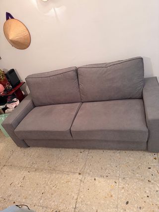 Sofá 2 plazas gris tela