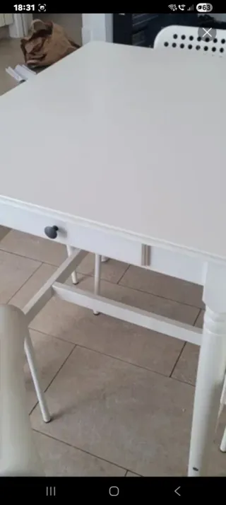 Mesa comedor-cocina madera blanca