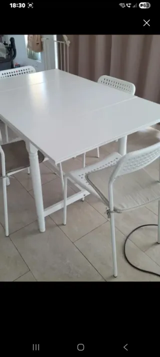 Mesa comedor-cocina madera blanca