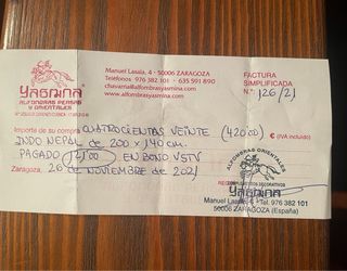 Alfombra Oriental com Certificado de autenticidad