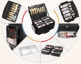 Maletín de belleza con ruedas y organizadores