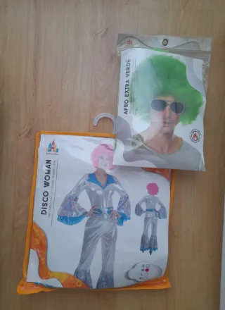 Disfraz Disco Mujer Talla M + Peluca Rosa