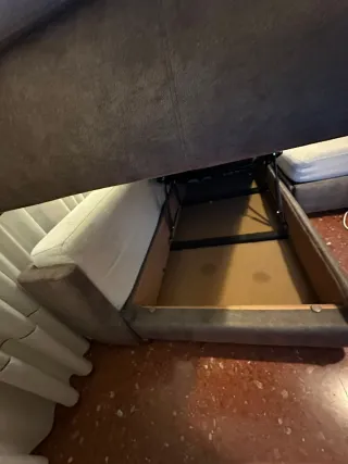 Sofá modular tela beige y marrón