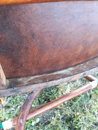 Silla sillón mimbre y scoubidou mid century 60s