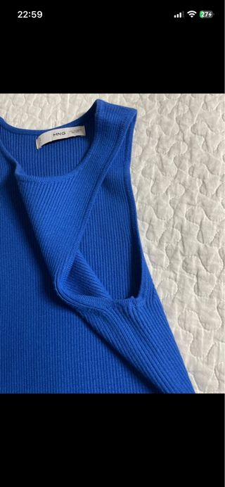 Vestido Mango Azul Marino Mujer